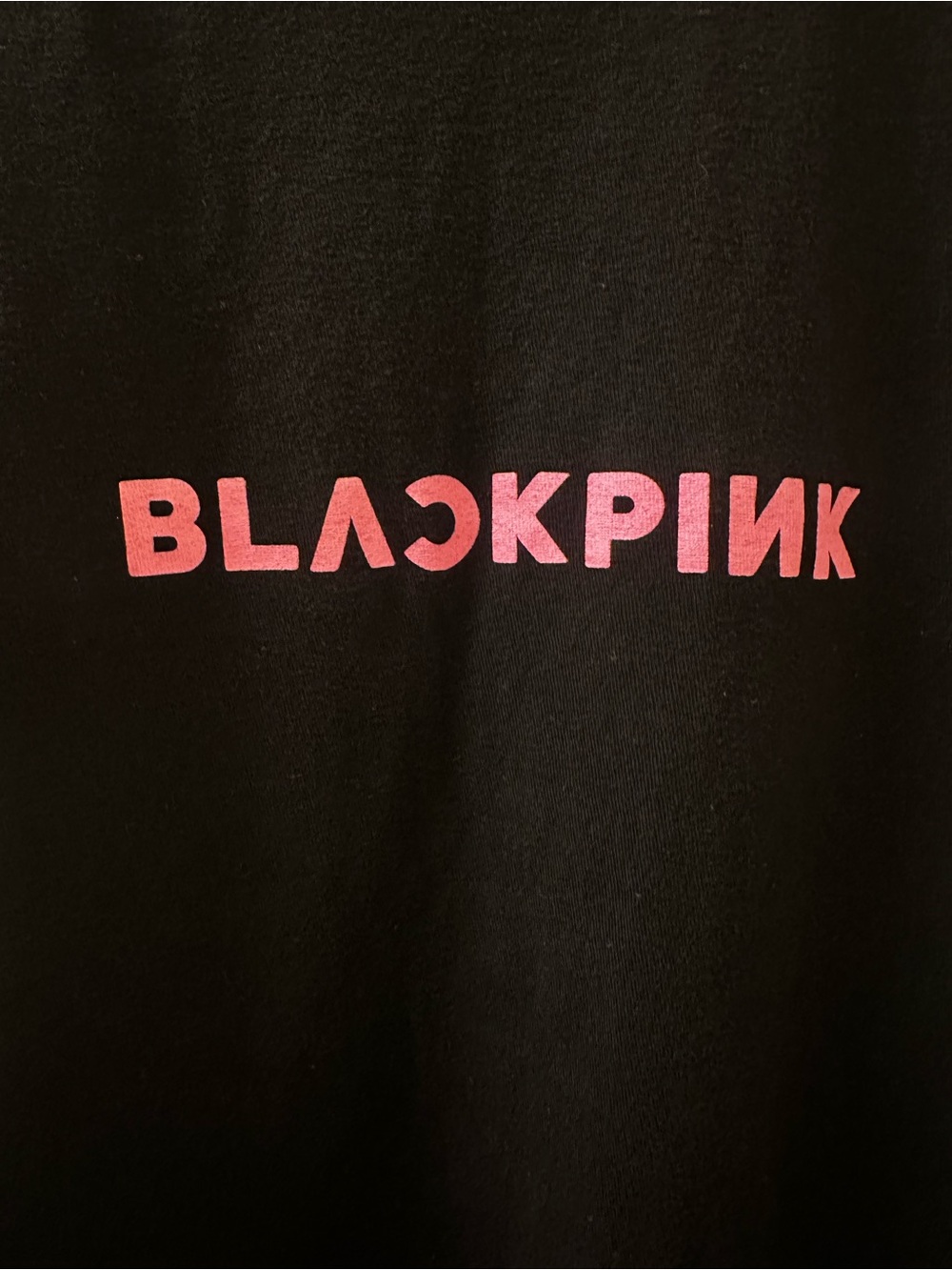 Black Crewneck Tee with Pink Logo